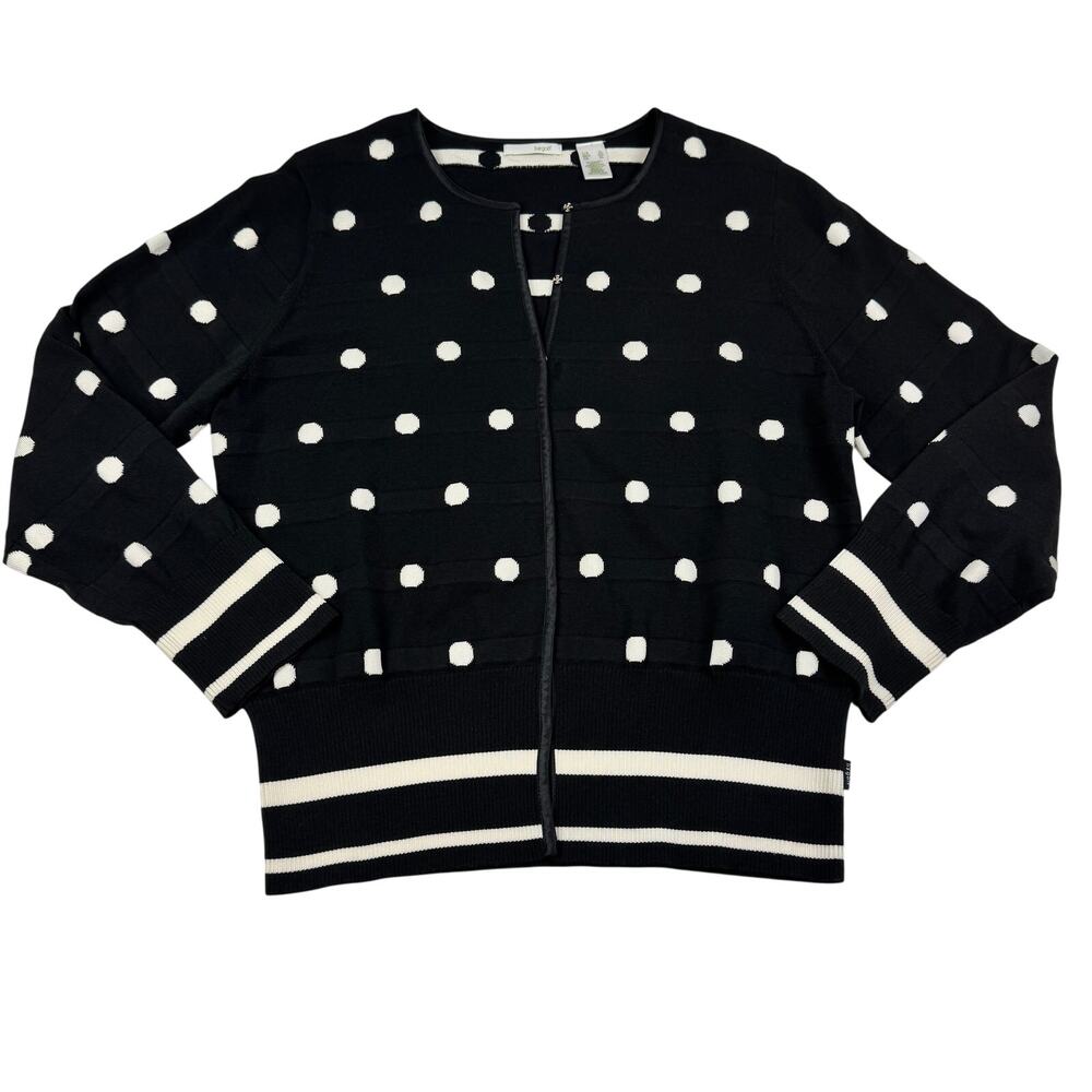 Liz Golf Cotton Rayon Blend Polka Dot Snap Front Cardigan Women's Size XL